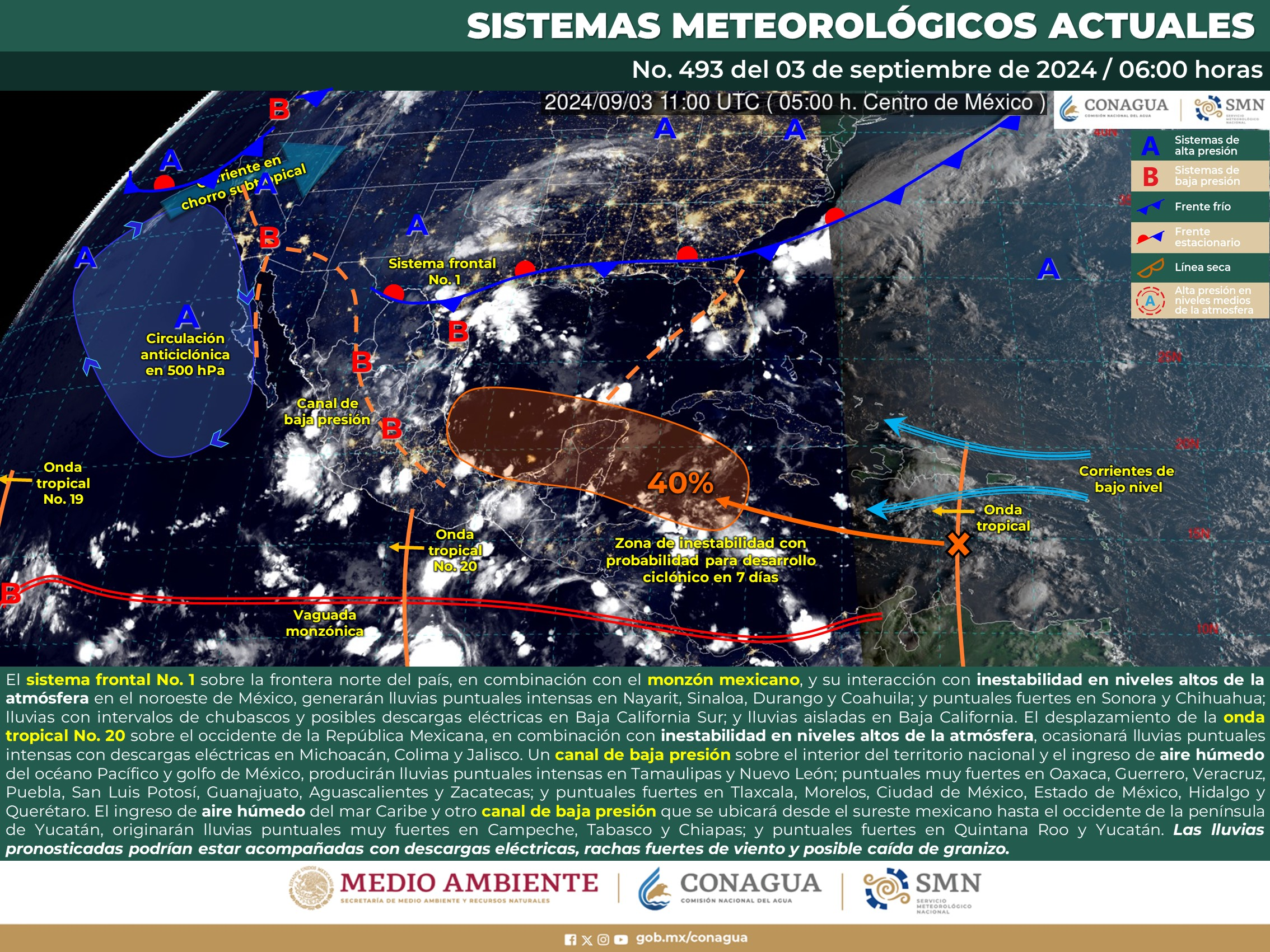 Pronóstico del tiempo en Yucatán y México.