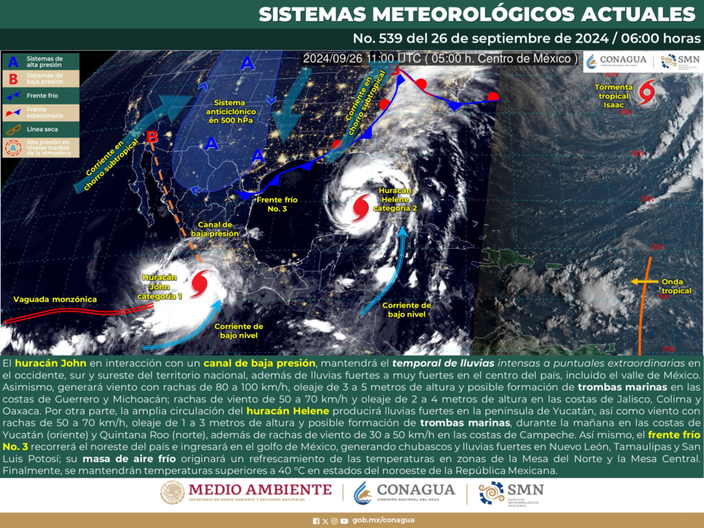 Huracán Helene se aleja de Yucatán.