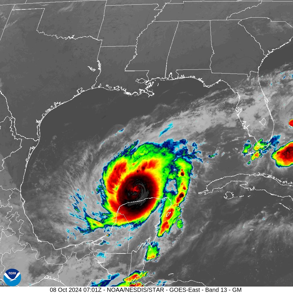 Huracán Milton en Yucatán. Imagen de satélite.