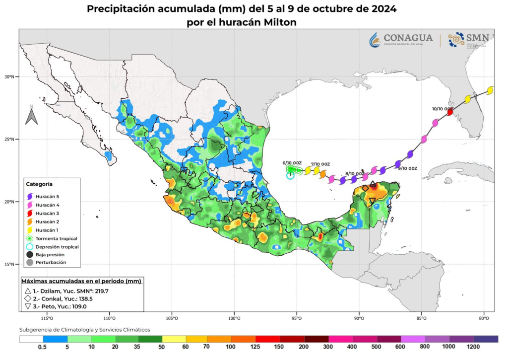 Las lluvias en Yucatán asociadas al huracán Milton, en octubre de 2024.