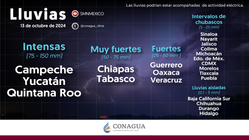 Estado del tiempo en Yucatán: advertencia de lluvias intensas.