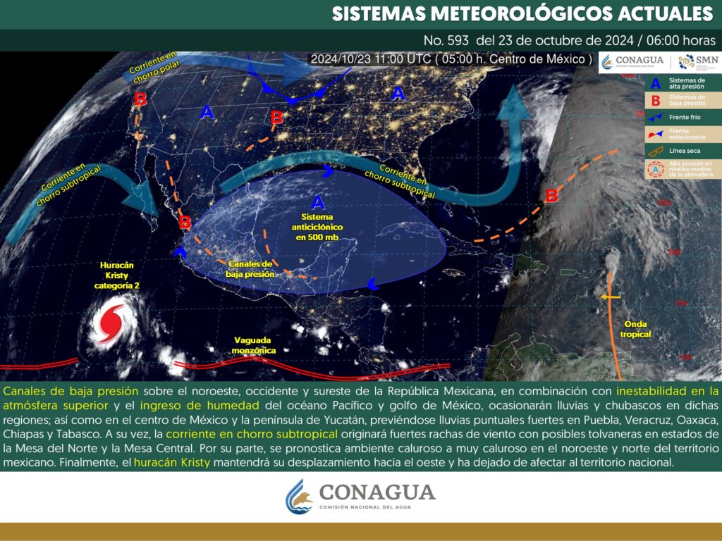 El estado del tiempo en la península de Yucatán. Mapa de pronóstico.
