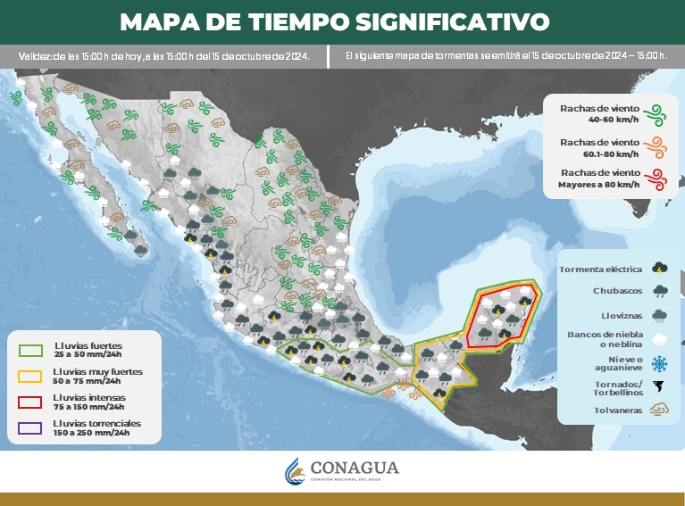 Frentes fríos. Mapa de lluvias.