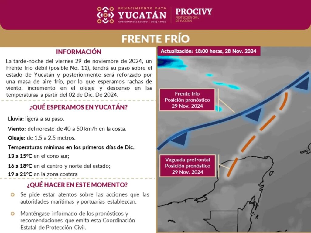 Frente frío 11 en Yucatán.