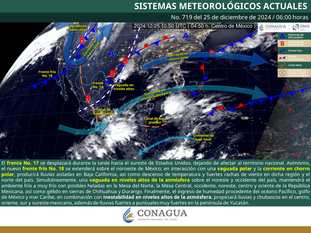 Pronóstico del estado del tiempo en Navidad en Yucatán.