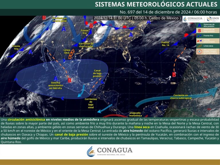 Pronóstico del tiempo para hoy sábado.